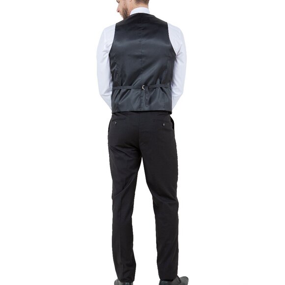 Solid Black 3 Piece Tazzio Men's Suit - Picture 2 of 5